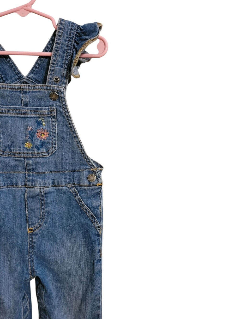 Carter's Floral Ruffle Denim Overalls - Picture 2 of 5
